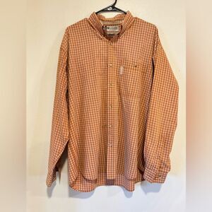 Columbia men's extra-large orange plaid long sleeve button-front shirt